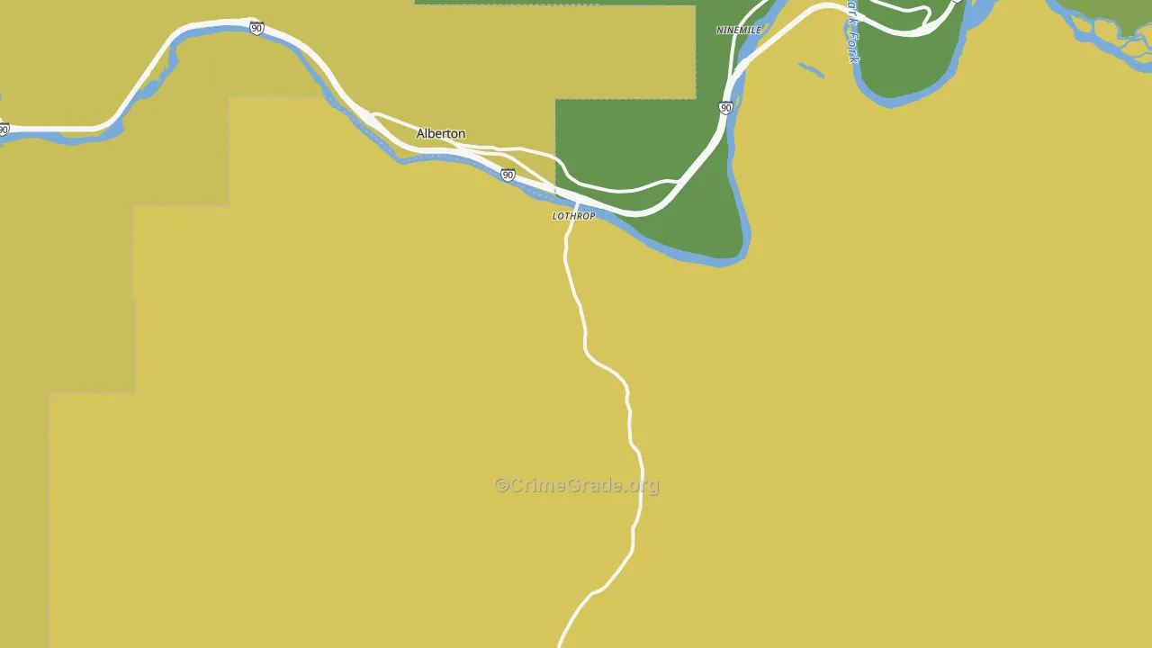 Ninemile, MT Map of Assault Rates