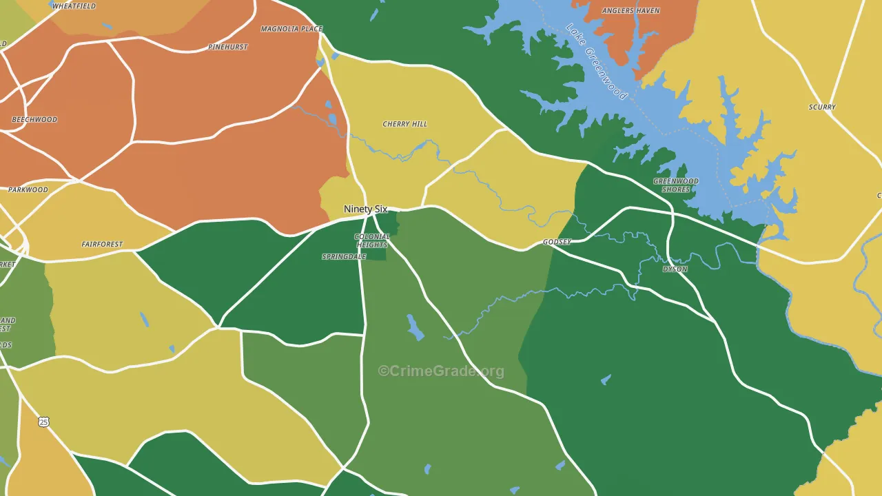 Ninety Six, SC Map of Assault Rates