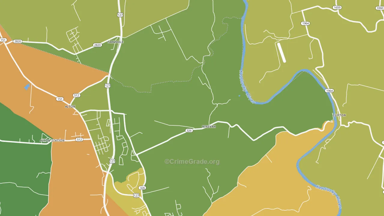 Ninevah, KY Map of Assault Rates