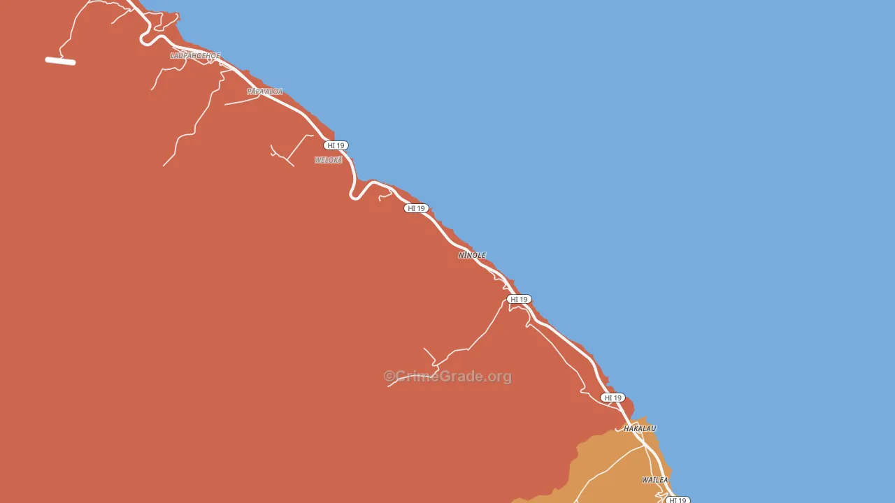 Ninole, HI Map of Assault Rates