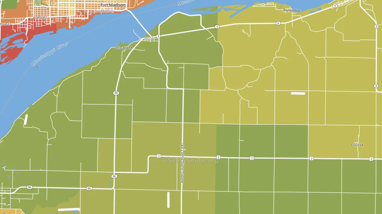 Niota, IL Map of Assault Rates