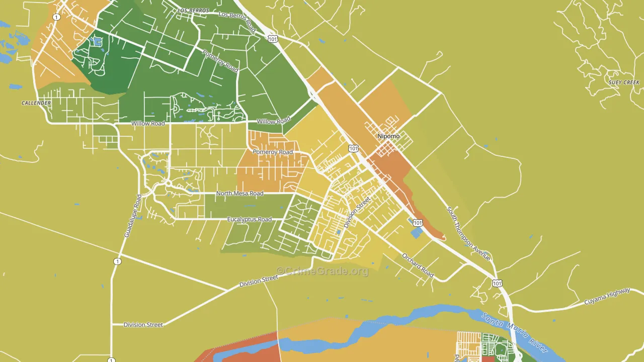 Nipomo, CA Map of Assault Rates
