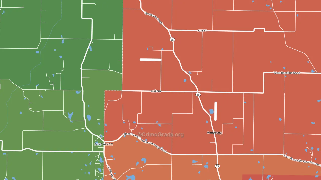 Nisbet, IN Map of Assault Rates