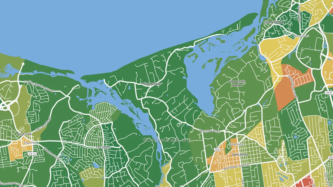 Nissequogue, NY Map of Assault Rates