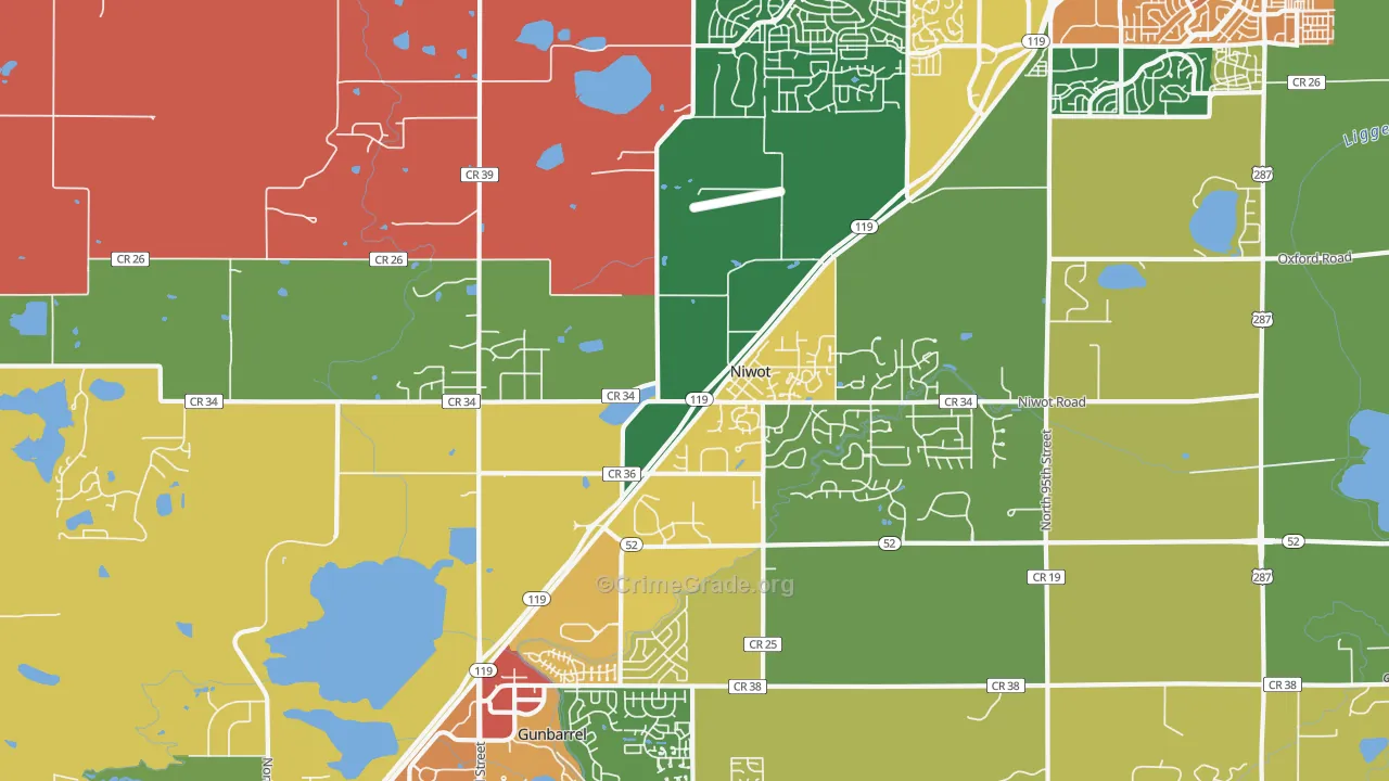 Niwot, CO Map of Assault Rates