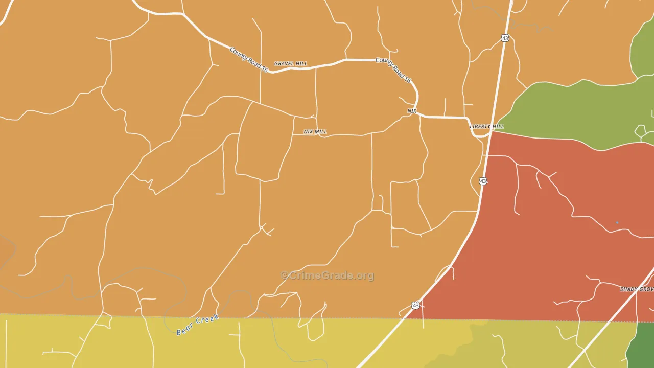 Nix Mill, AL Map of Assault Rates