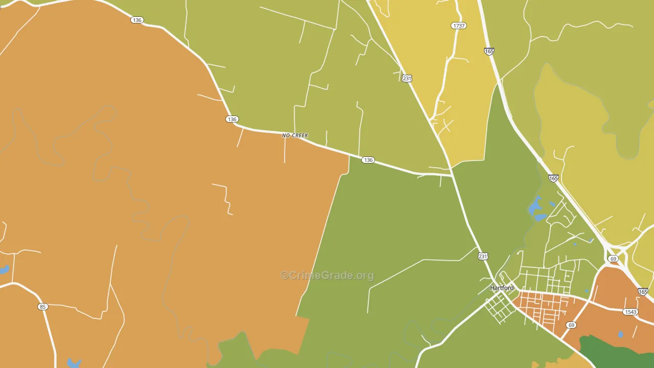 No Creek, KY Map of Assault Rates