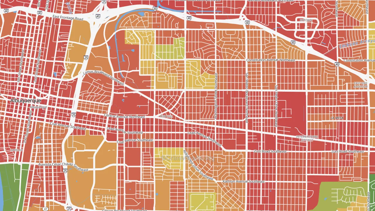 Nob Hill, Albuquerque, NM Map of Assault Rates
