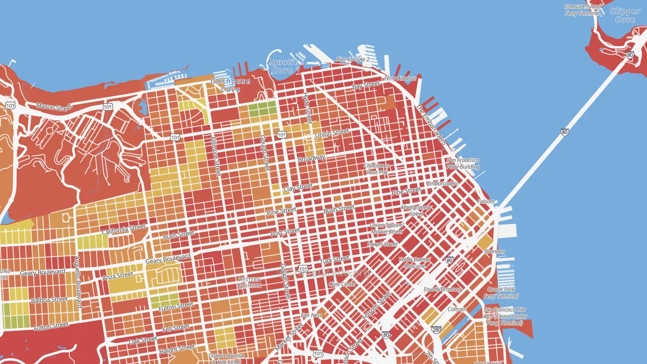 Nob Hill, San Francisco, CA Map of Assault Rates