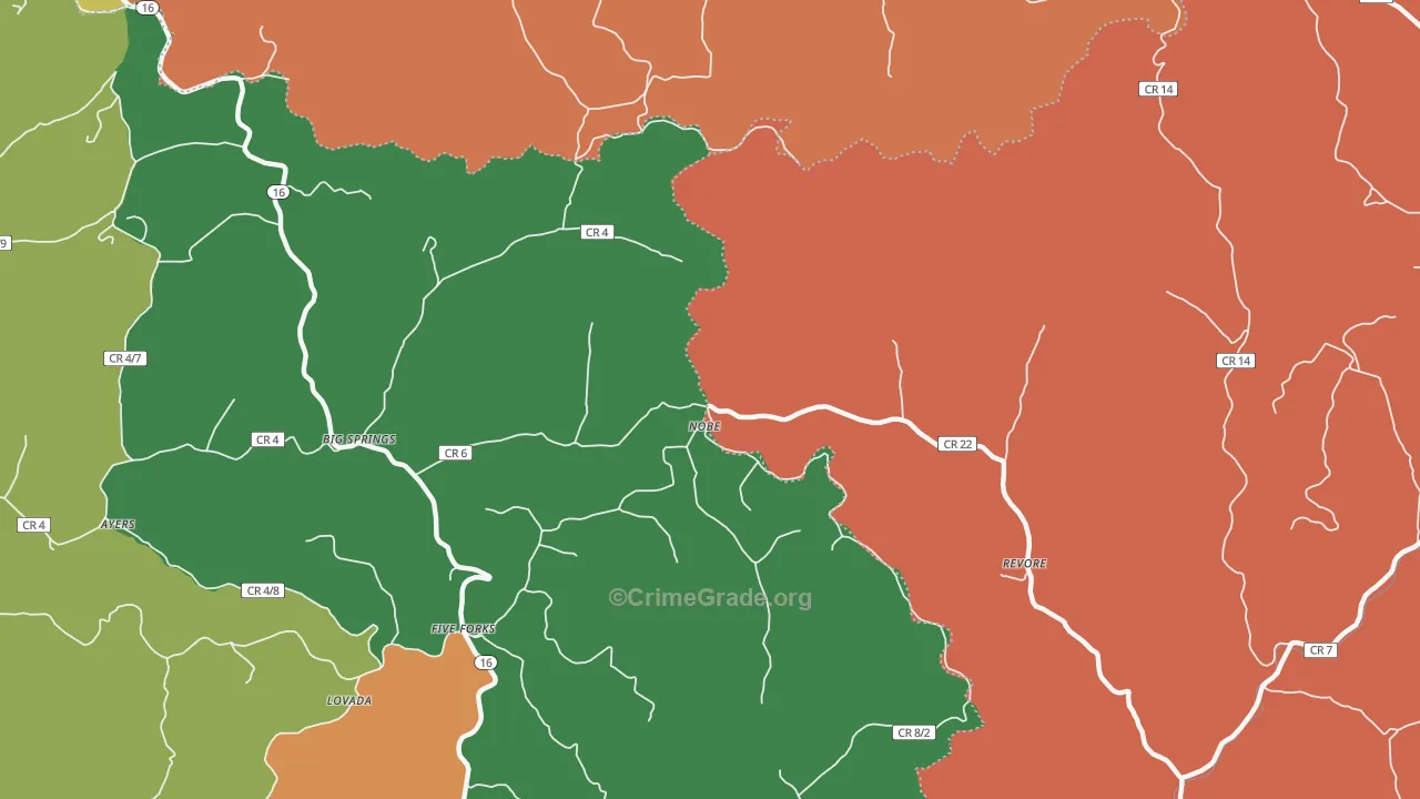 Nobe, WV Map of Assault Rates
