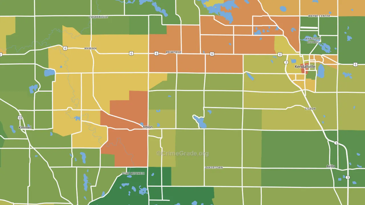 Noble County, IN Map of Assault Rates