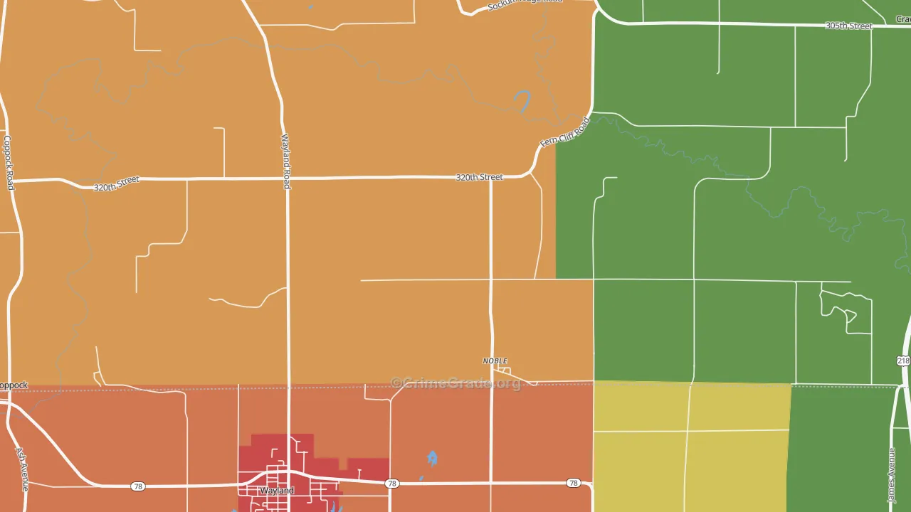 Noble, IA Map of Assault Rates