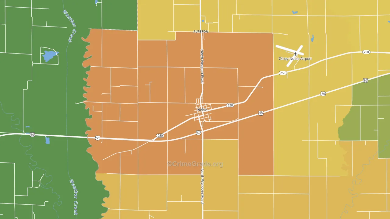 Noble, IL Map of Assault Rates