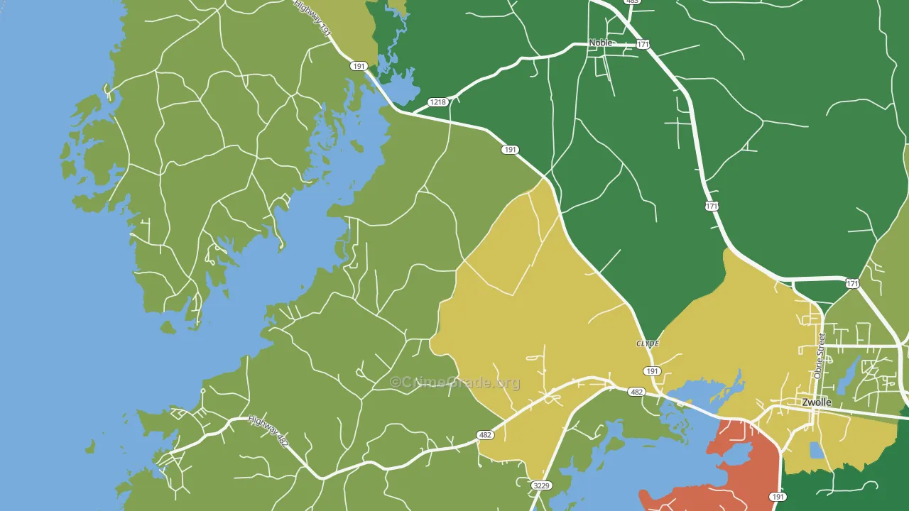 Noble, LA Map of Assault Rates