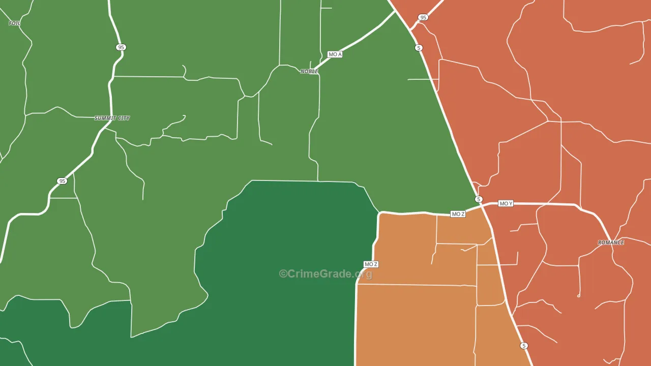 Noble, MO Map of Assault Rates