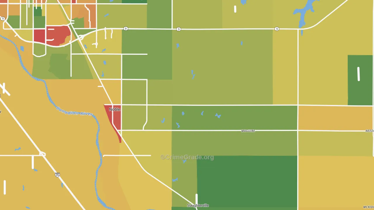 Noble, OK Map of Assault Rates