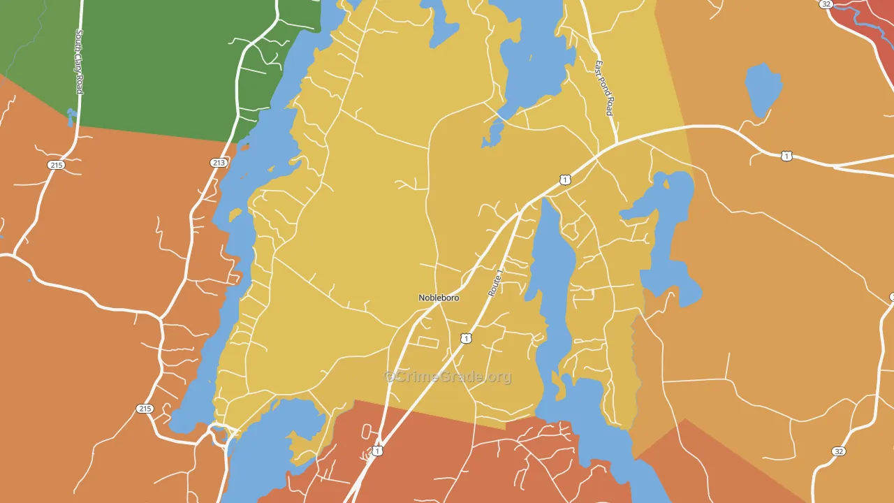 Nobleboro, ME Map of Assault Rates