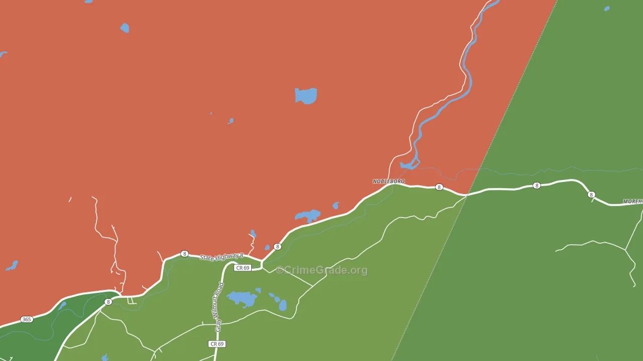 Nobleboro, NY Map of Assault Rates