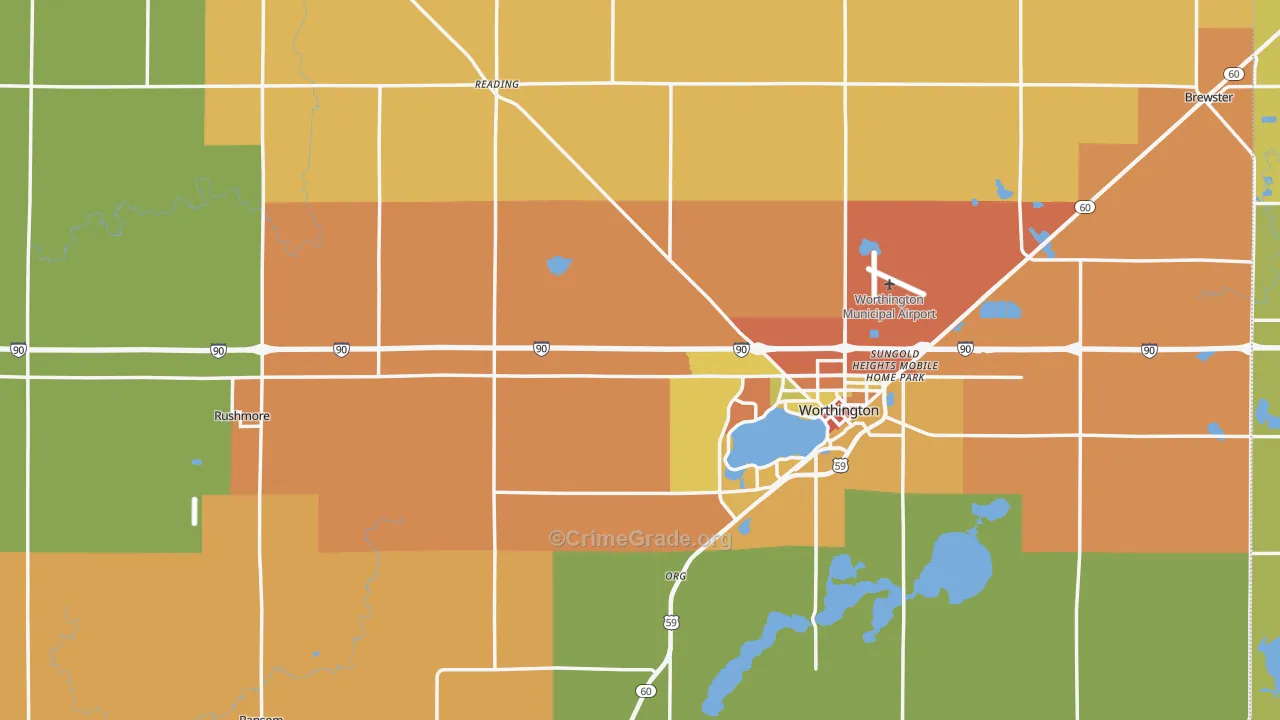 Nobles County, MN Map of Assault Rates