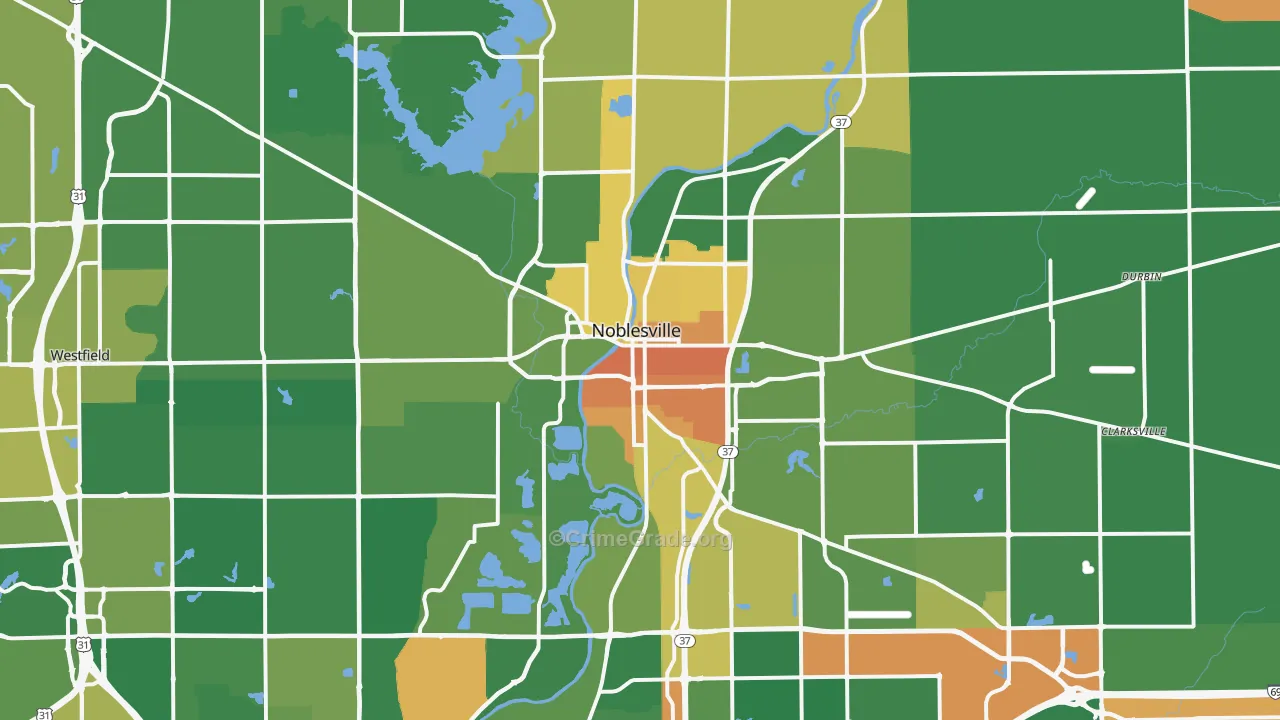 Noblesville, IN Map of Assault Rates