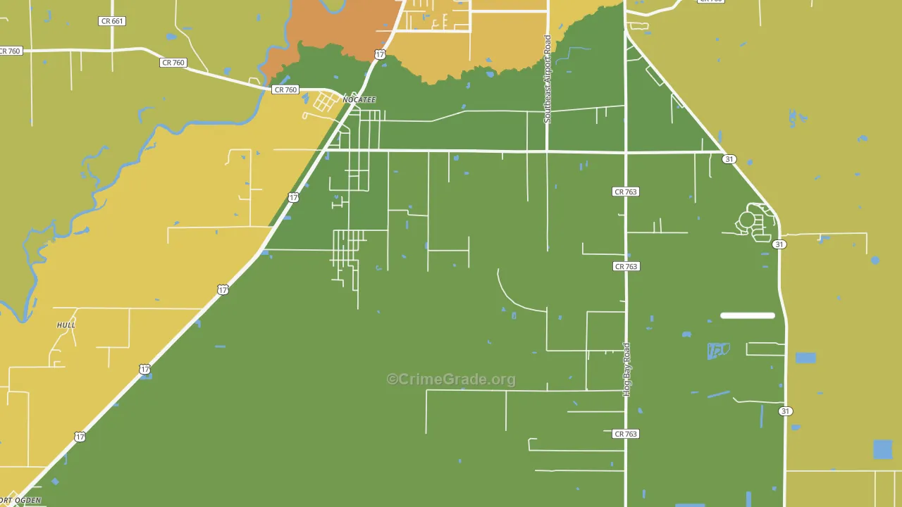 Nocatee, FL Map of Assault Rates