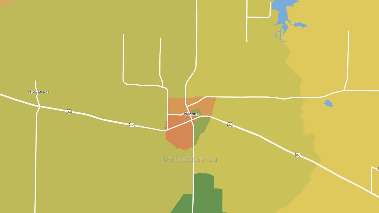 Nocona, TX Map of Assault Rates