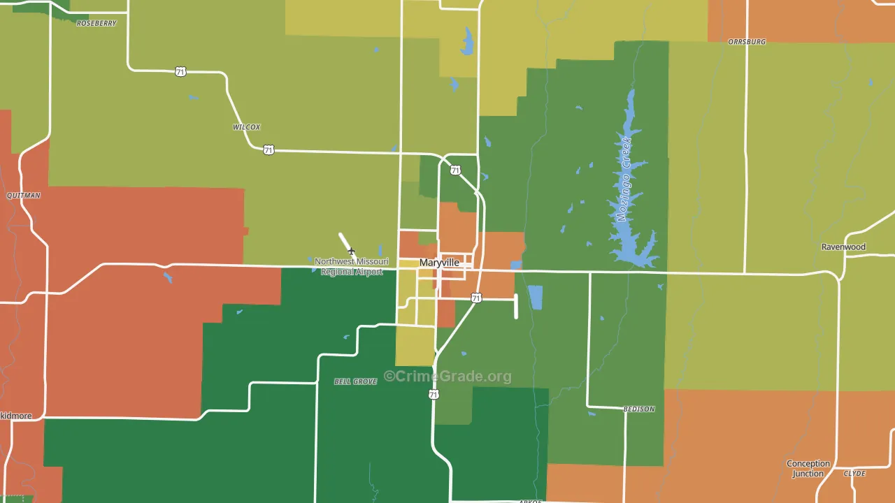 Nodaway County, MO Map of Assault Rates