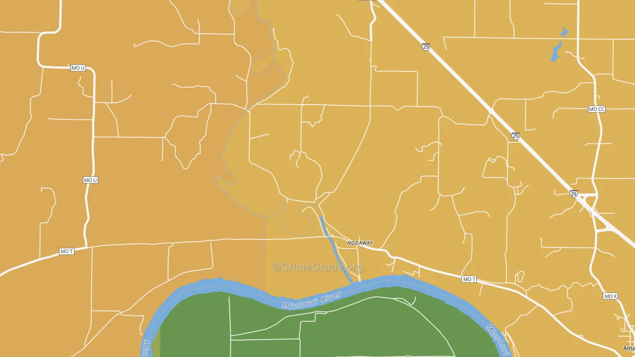 Nodaway, MO Map of Assault Rates
