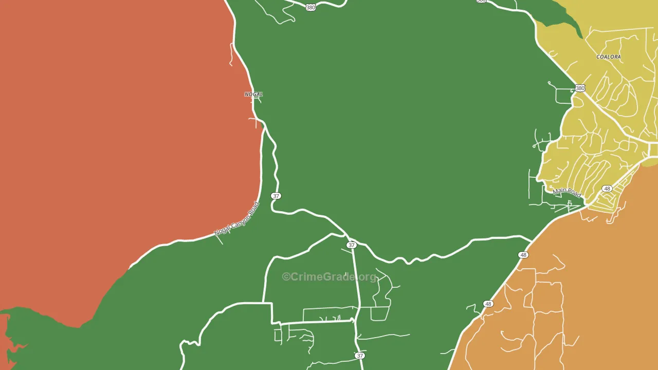 Nogal, NM Map of Assault Rates