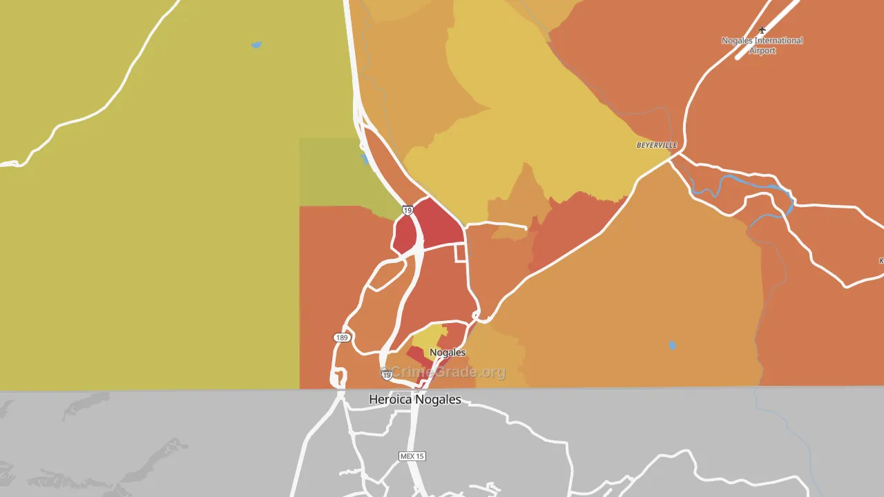 Nogales, AZ Map of Assault Rates