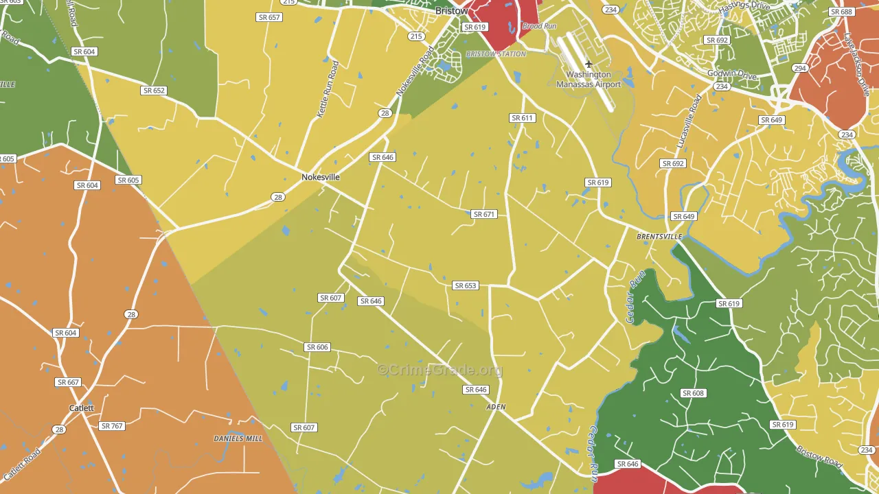 Nokesville, VA Map of Assault Rates
