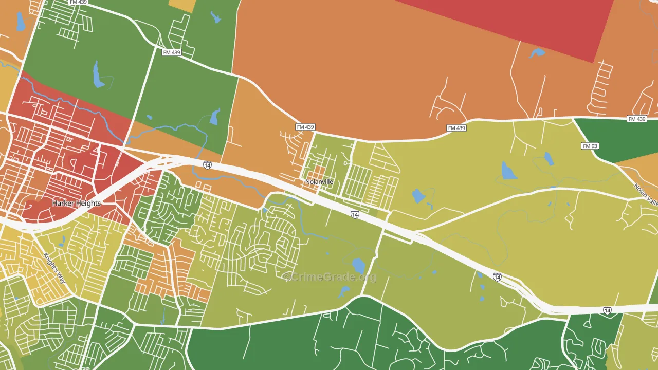 Nolanville, TX Map of Assault Rates