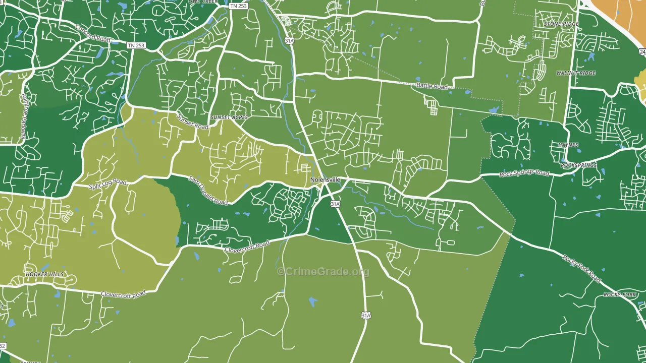 Nolensville, TN Map of Assault Rates