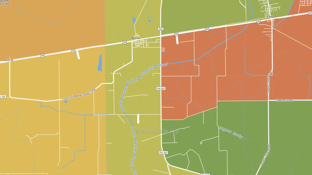 Nome, TX Map of Assault Rates