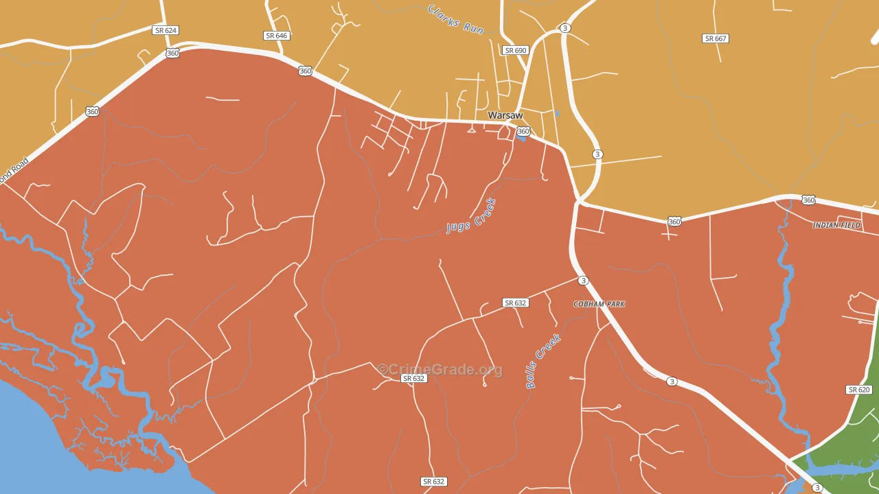 Nomini Grove, VA Map of Assault Rates