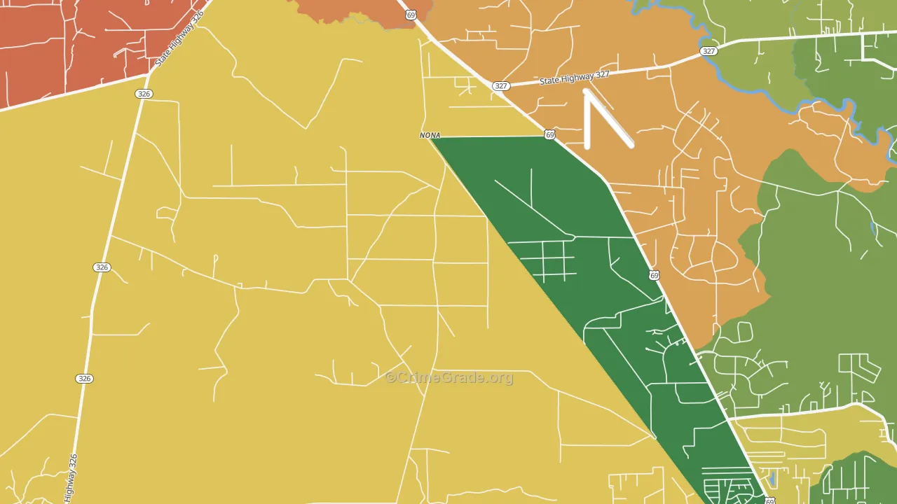 Nona, TX Map of Assault Rates