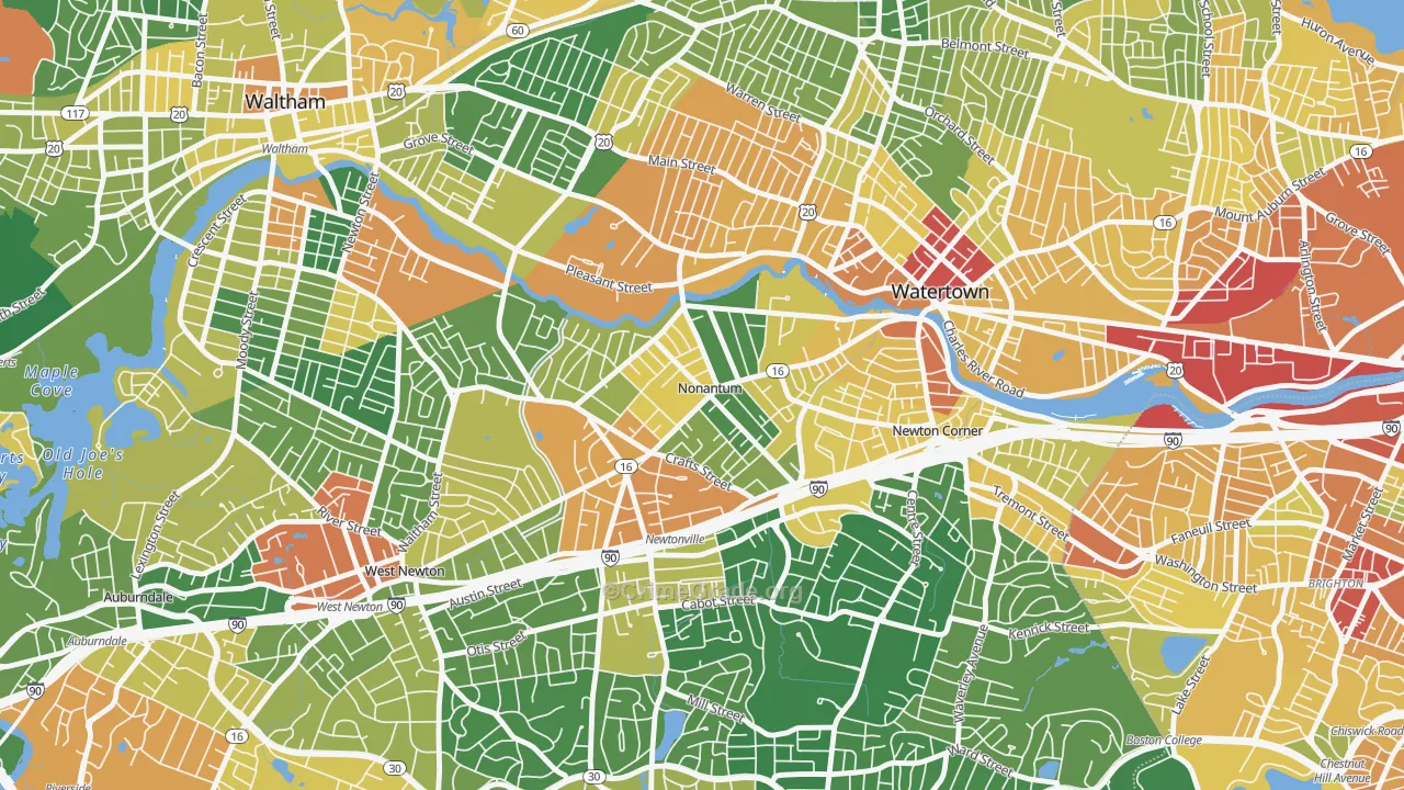 Nonantum, Newton, MA Map of Assault Rates