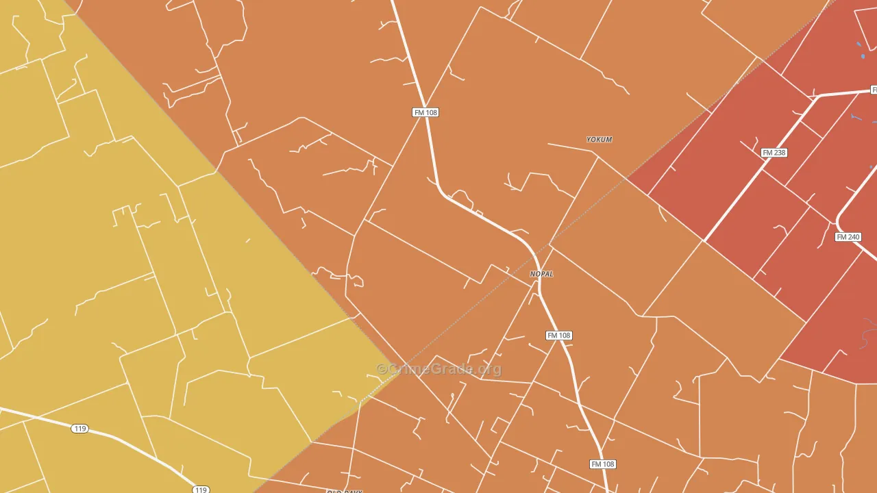 Nopal, TX Map of Assault Rates
