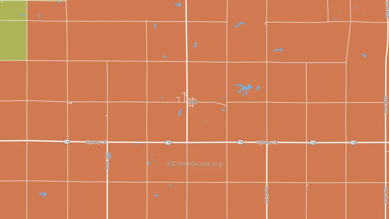 Nora, NE Map of Assault Rates