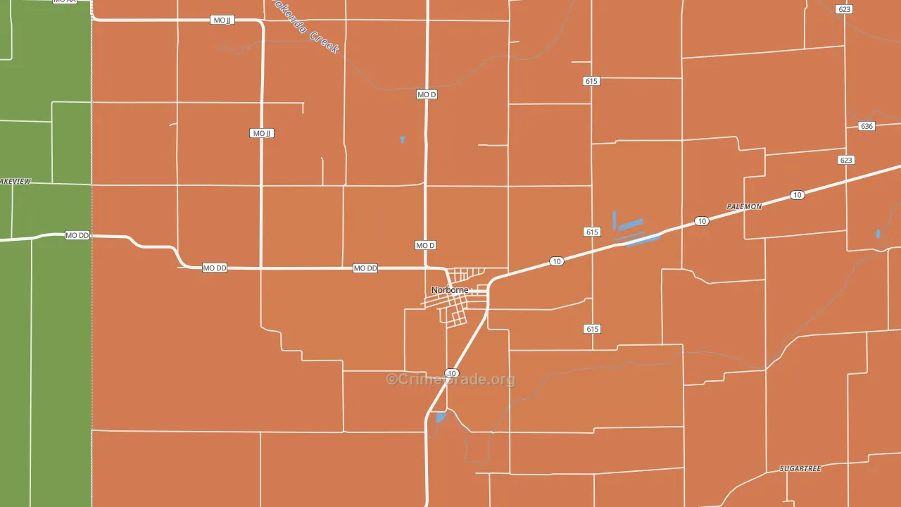 Norborne, MO Map of Assault Rates