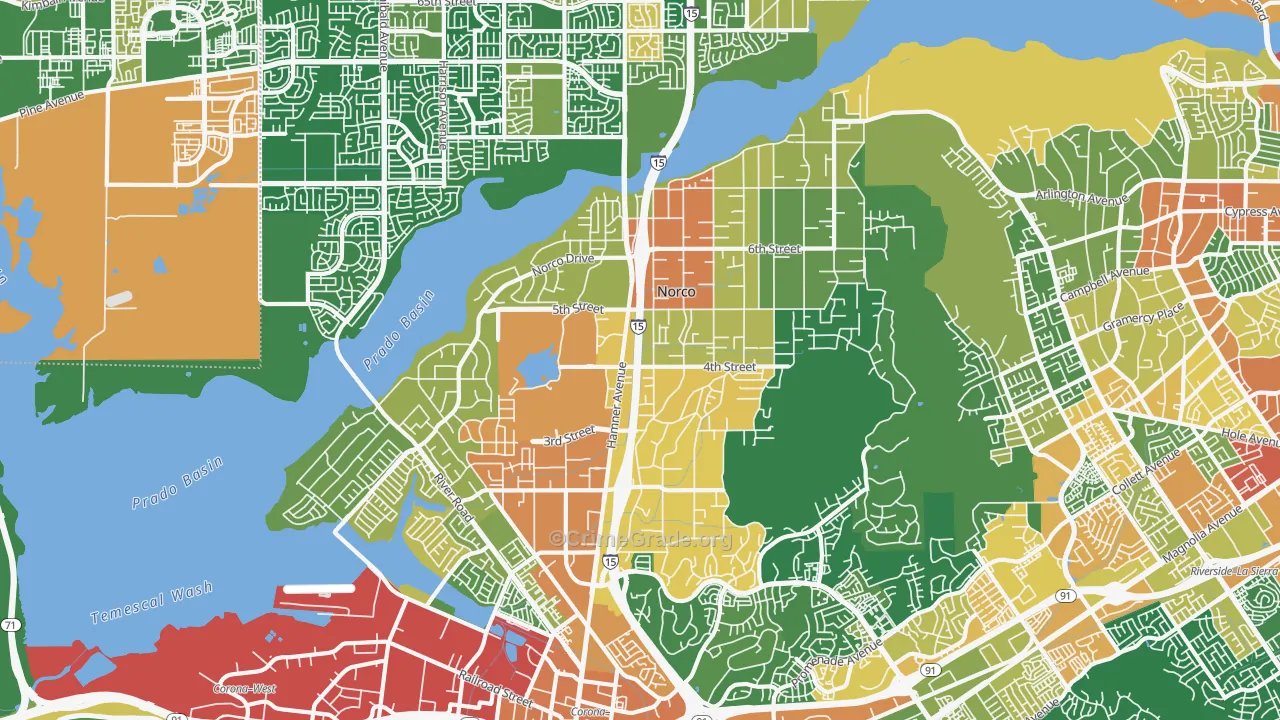 Norco, CA Map of Assault Rates