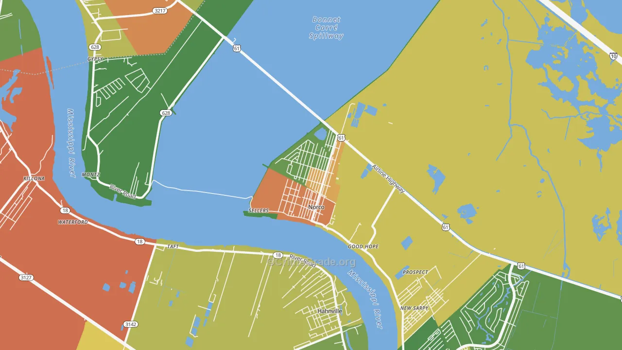 Norco, LA Map of Assault Rates