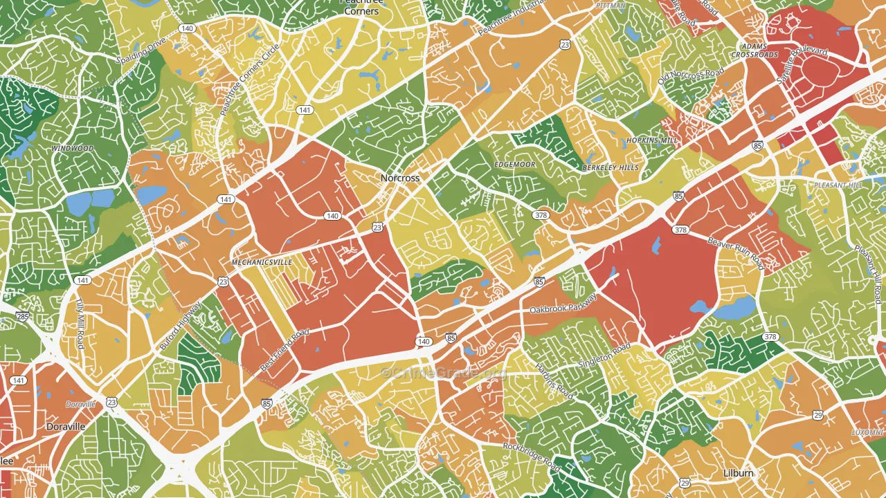 Norcross, GA Map of Assault Rates
