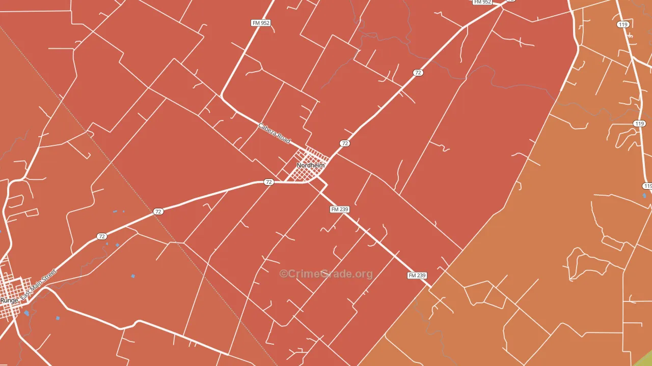 Nordheim, TX Map of Assault Rates