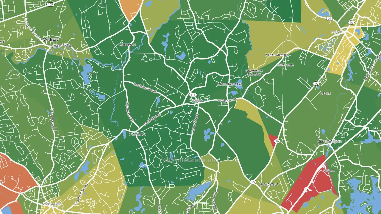 Norfolk, MA Map of Assault Rates