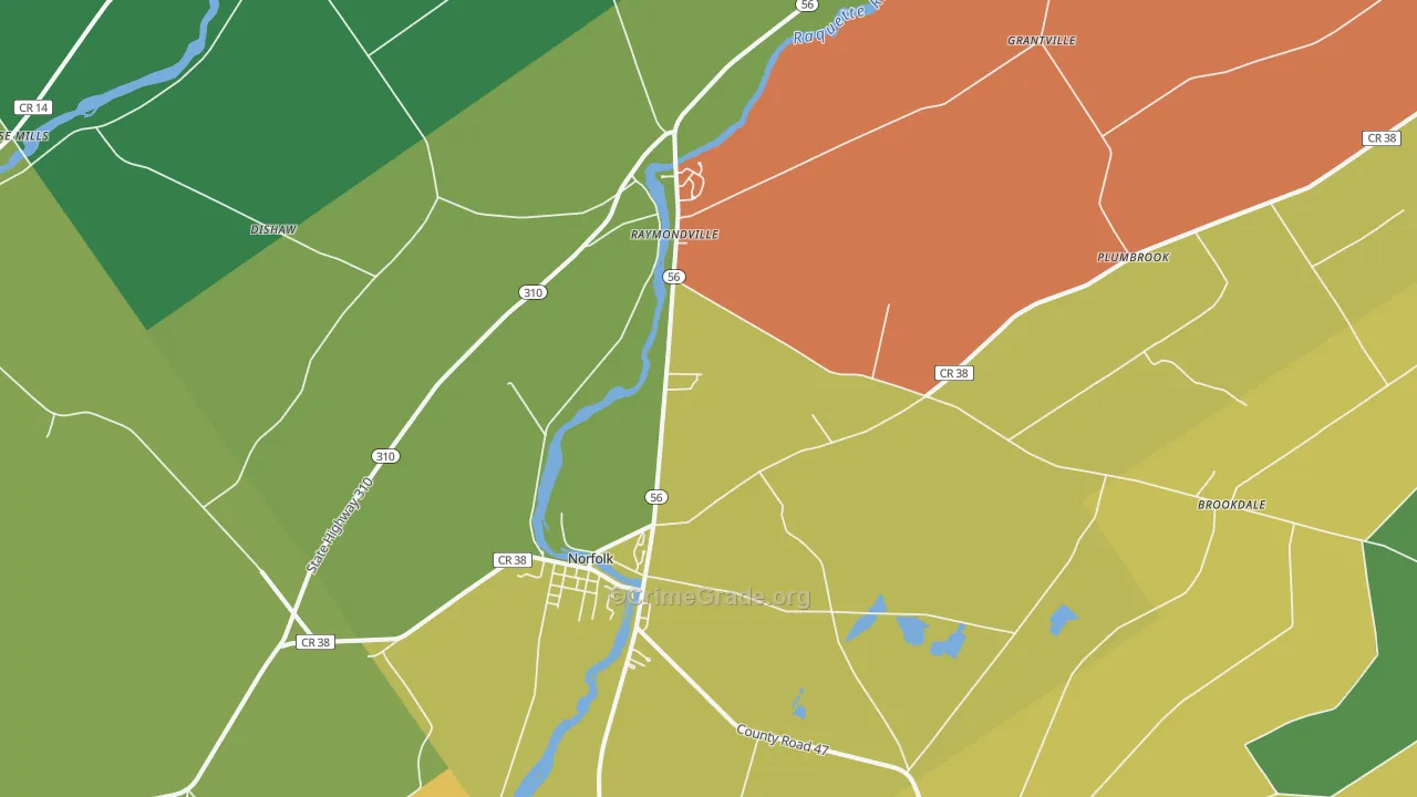 Norfolk, NY Map of Assault Rates