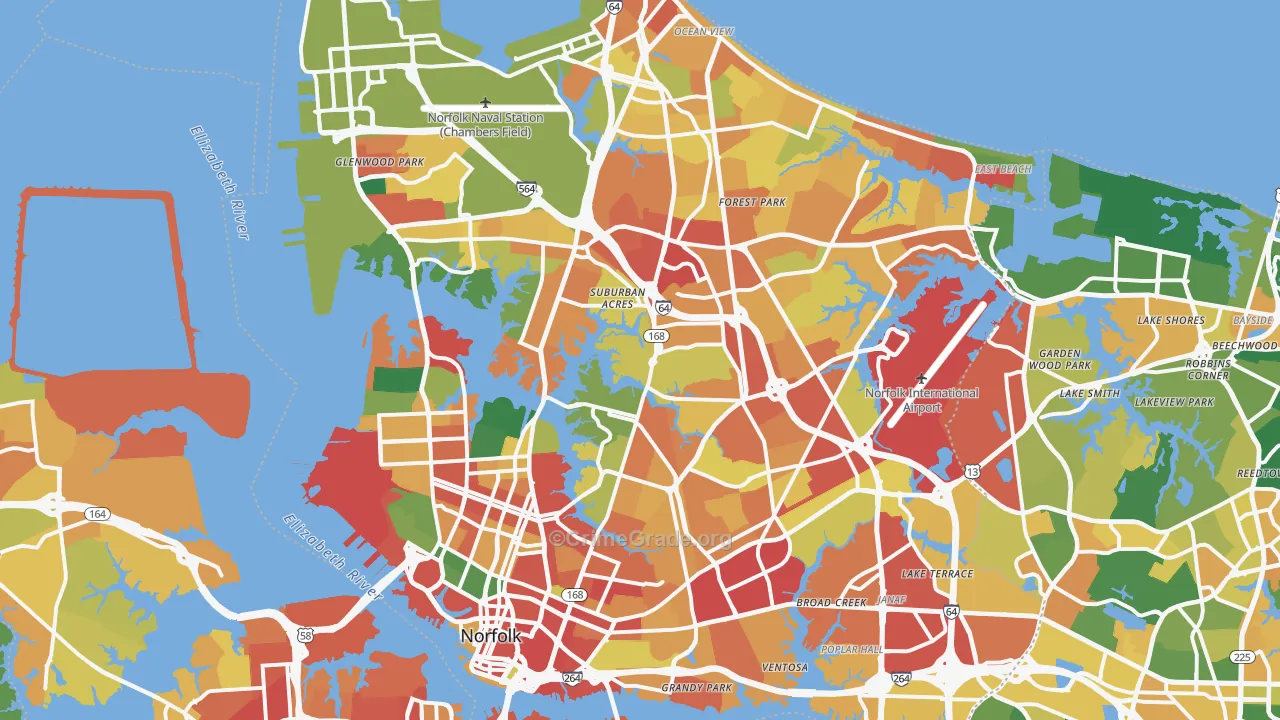 Norfolk, VA Map of Assault Rates