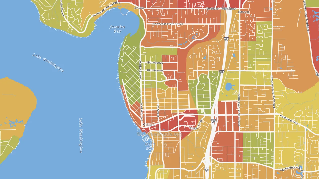 Norkirk, Kirkland, WA Map of Assault Rates