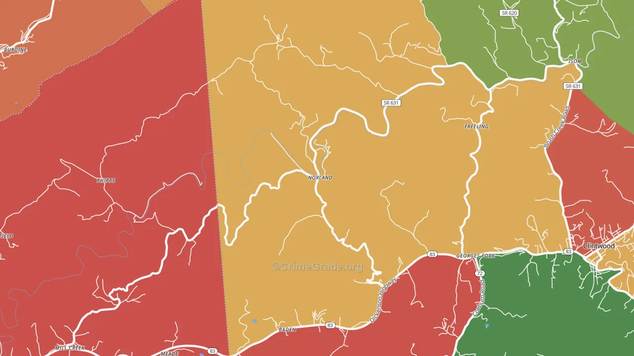 Norland, VA Map of Assault Rates