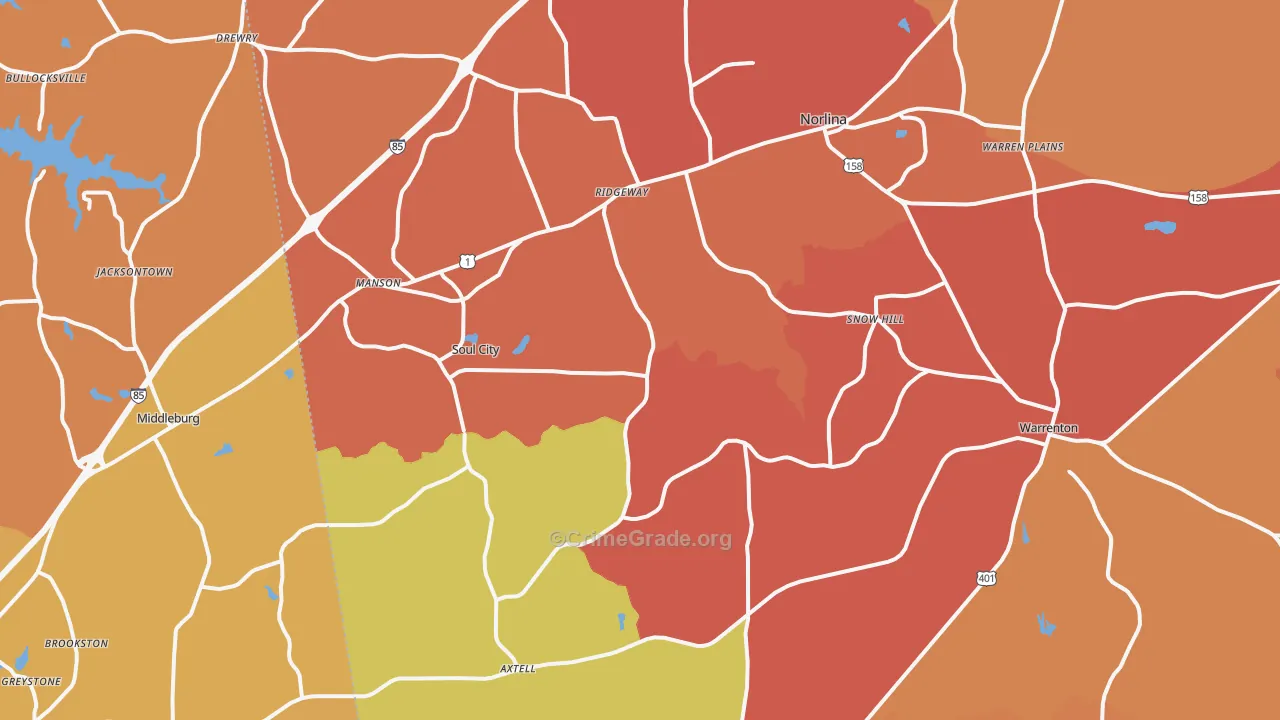 Norlina, NC Map of Assault Rates